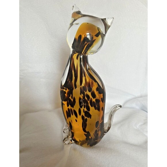 VINTAGE Fifth Ave Crystal Blown Glass Cat Figurine - Picture 2 of 5